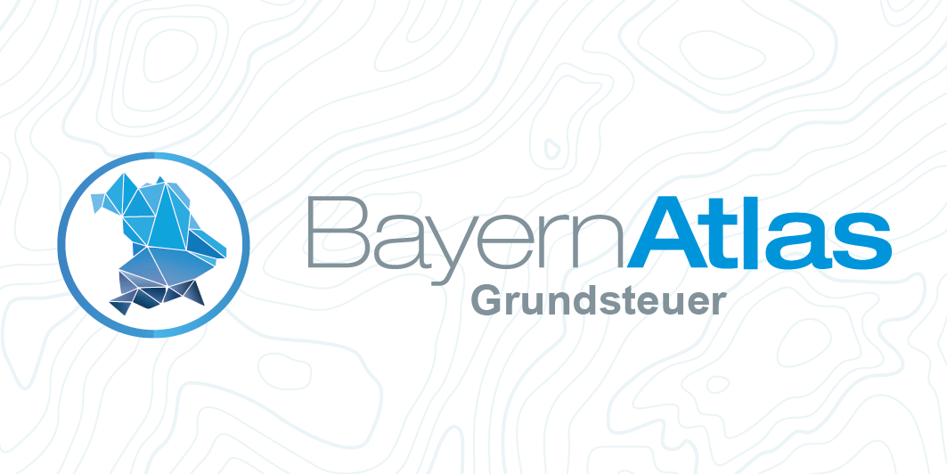 Schriftzug des BayernAtlas mit dem Zusatz Grundsteuer und dem Logo des BayernAtlas